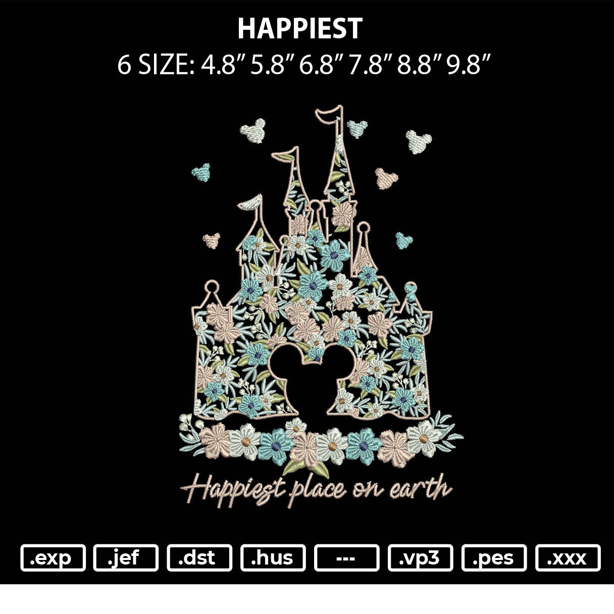 Happiest Embroidery File 6 sizes