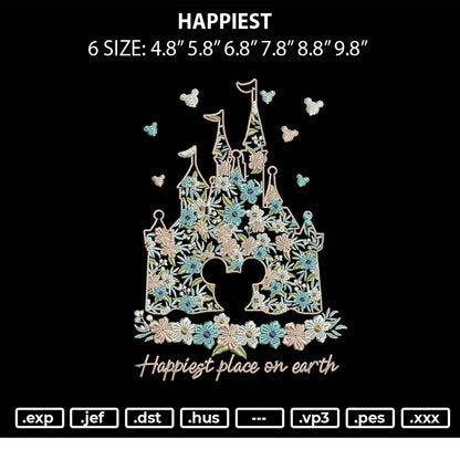 Happiest Embroidery File 6 sizes