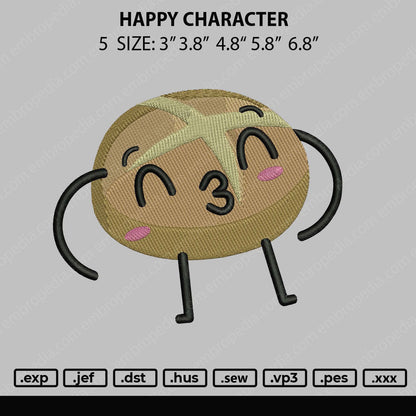 Happy Character Embroidery File 4 size