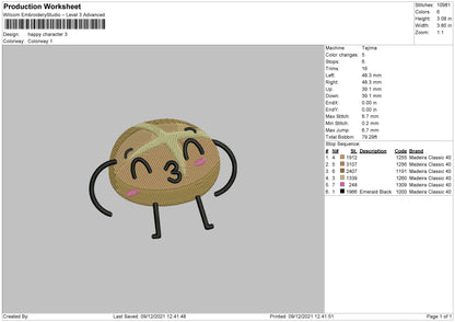 Happy Character Embroidery File 4 size