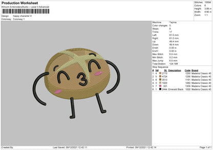 Happy Character Embroidery File 4 size