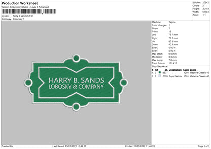 Harry B Sands Embroidery File 4 size