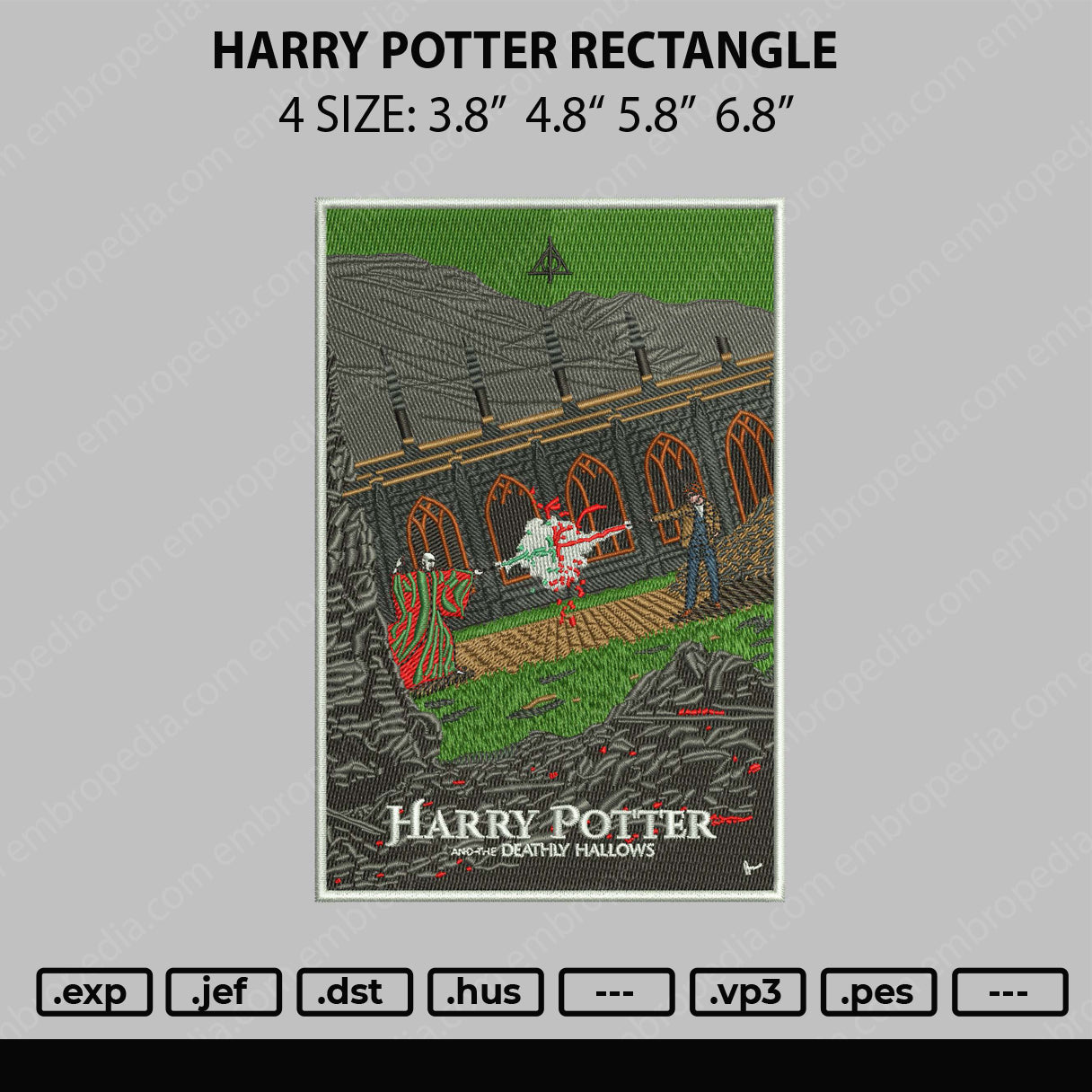 Harry Potter Rectangle Embroidery File 4 size