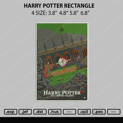 Harry Potter Rectangle Embroidery File 4 size
