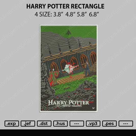 Harry Potter Rectangle Embroidery File 4 size