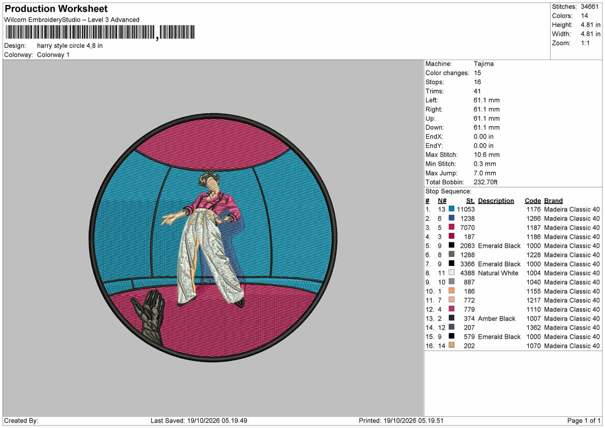 Harry Circle Embroidery Machine Design File 6 sizes