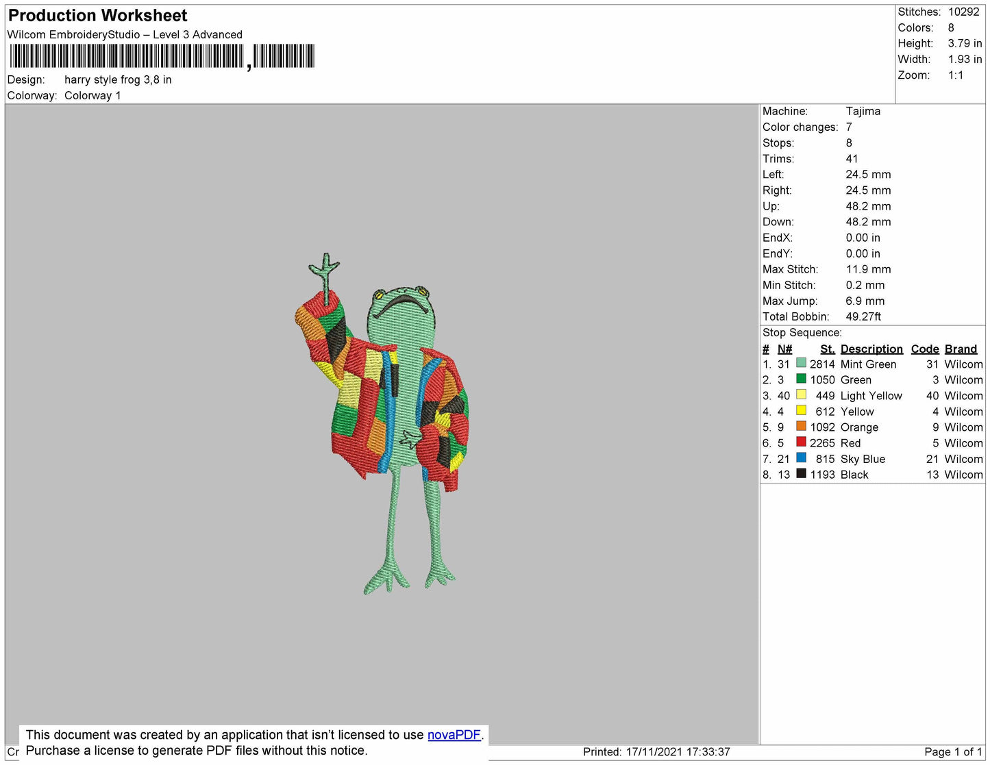 Harry Style Frog Embropiodery File 4 size