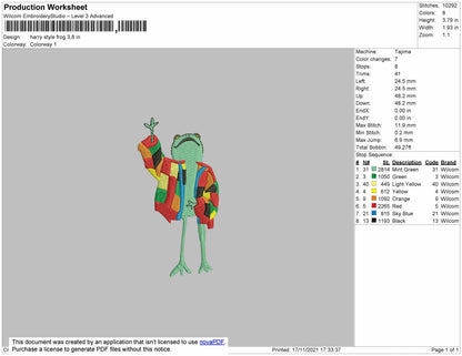 Harry Style Frog Embropiodery File 4 size