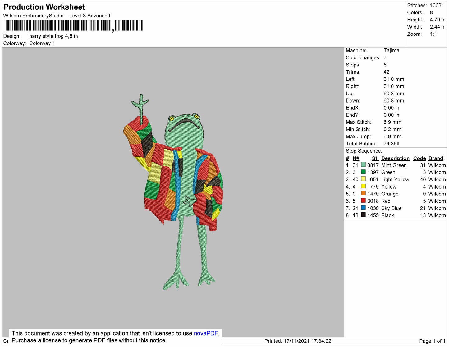 Harry Style Frog Embropiodery File 4 size