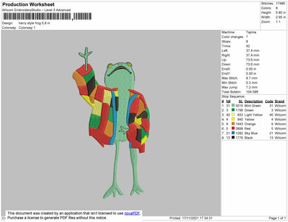 Harry Style Frog Embropiodery File 4 size