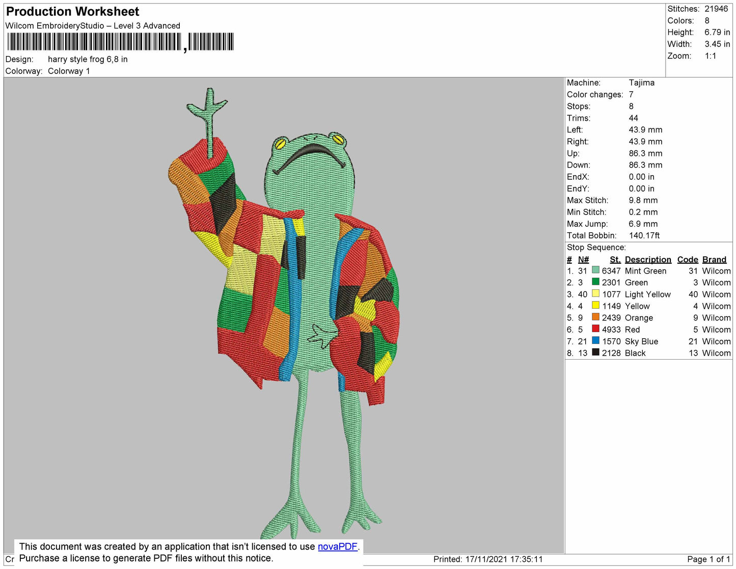 Harry Style Frog Embropiodery File 4 size