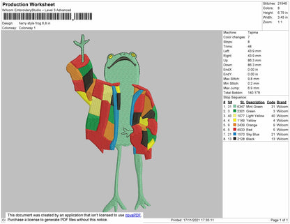 Harry Style Frog Embropiodery File 4 size