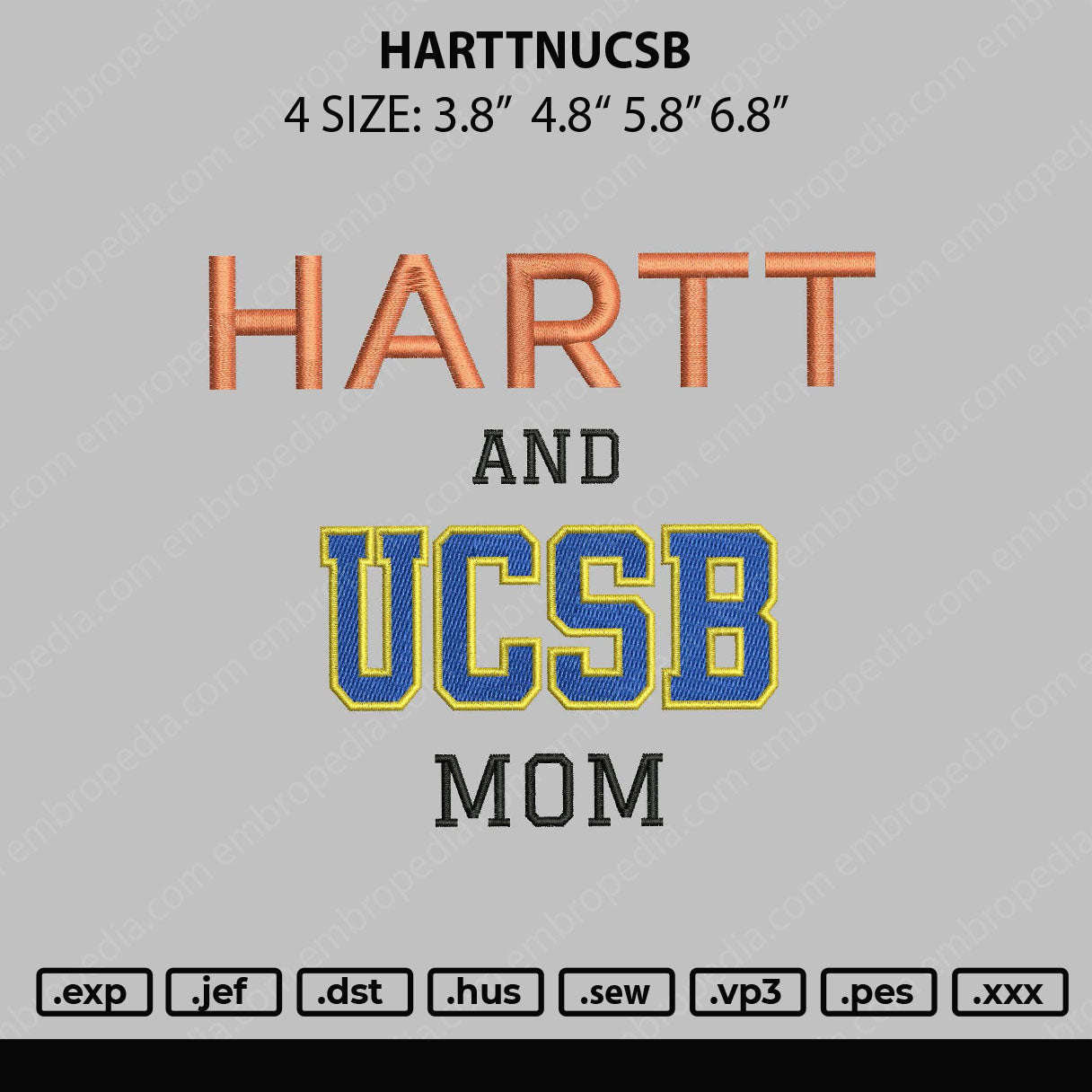 Harttnucsb Embroidery File 4 size