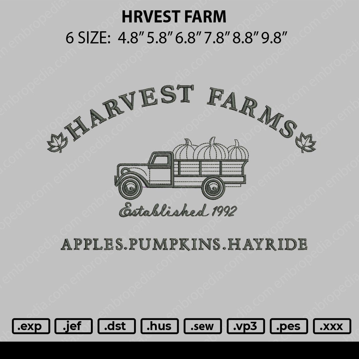 Harvest Farm Embroidery File 5 sizes