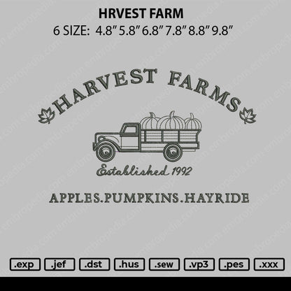 Harvest Farm Embroidery File 5 sizes