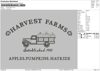 Harvest Farm Embroidery File 5 sizes
