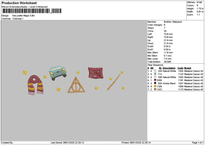Potter Magic Embroidery File 6 sizes