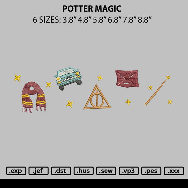 Potter Magic Embroidery File 6 sizes