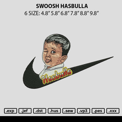 Swoosh Hasbulla Embroidery File 6 sizes