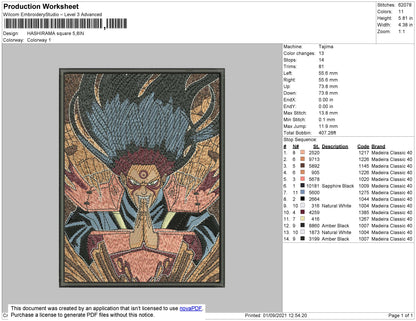 Hashirama Embroidery File 4 size
