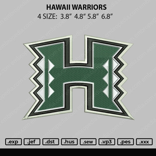 Hawaii Warriors Embroidery File 4 size
