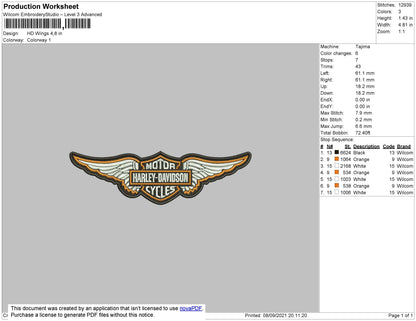 HD Wings Embroidery File 4 size