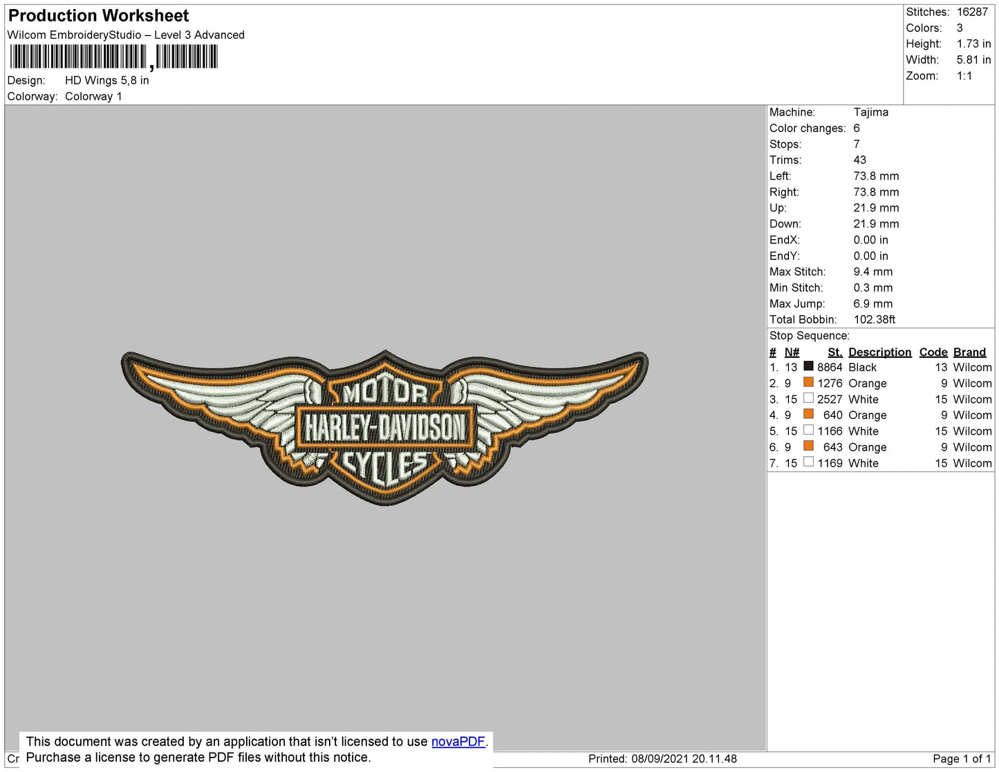 HD Wings Embroidery File 4 size