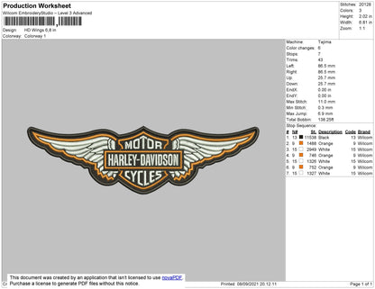 HD Wings Embroidery File 4 size