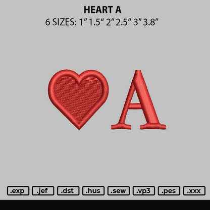 Heart A Embroidery File 6 sizes