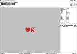 Heart K Text Embroidery File 6 sizes
