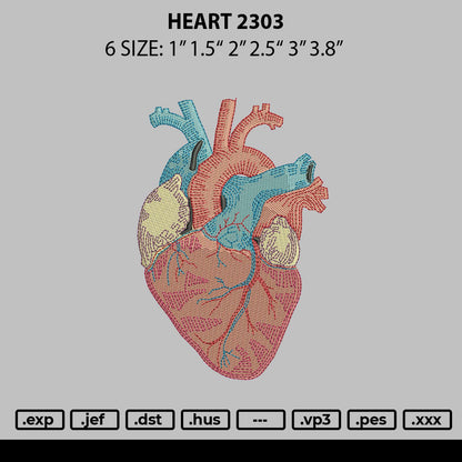 Heart 2303 Embroidery File 6 sizes