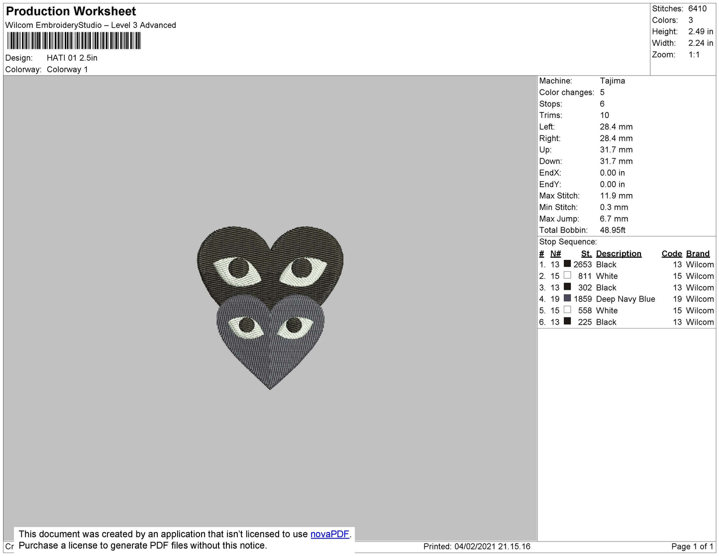 Heart Black Grey Embroidery File 3 size