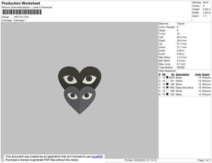Heart Black Grey Embroidery File 3 size