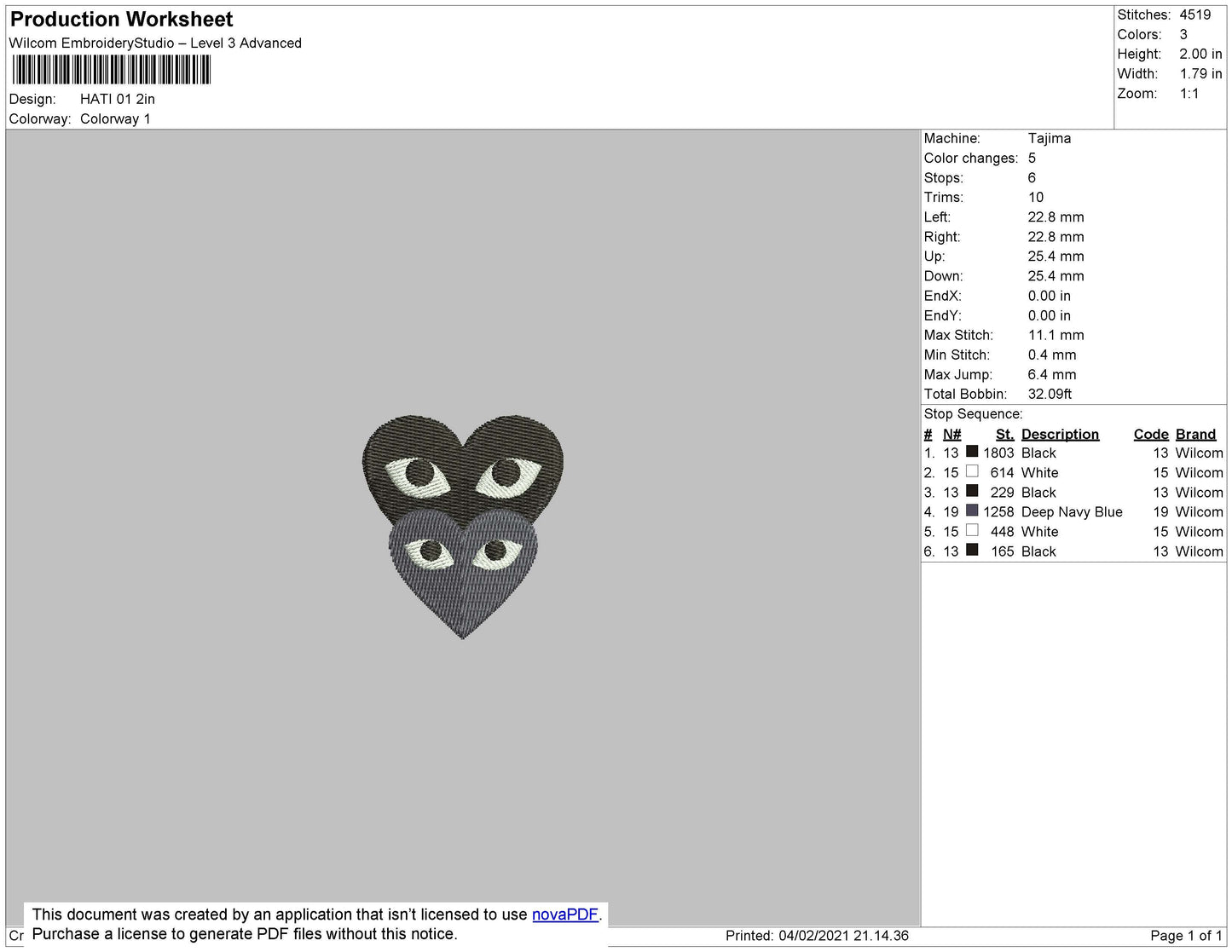 Heart Black Grey Embroidery File 3 size