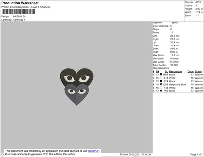 Heart Black Grey Embroidery File 3 size
