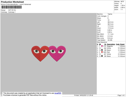 Heart 02 Embroidery File 3 size