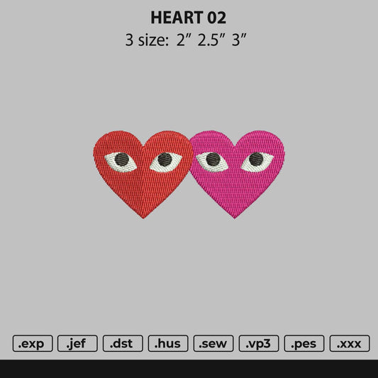 Heart 02 Embroidery File 3 size