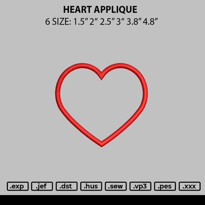 Heart Applique Embroidery File 6 sizes