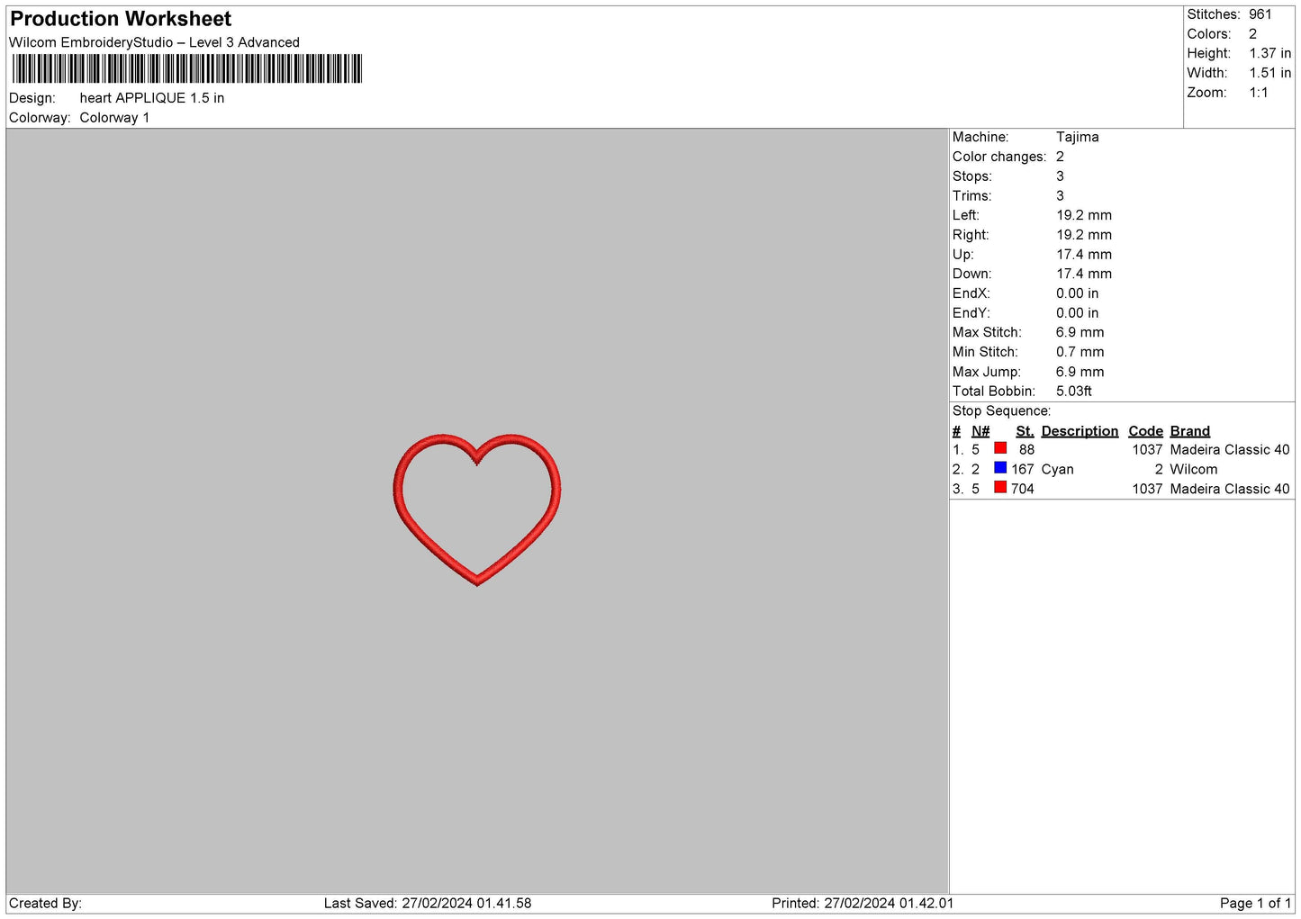 Heart Applique Embroidery File 6 sizes