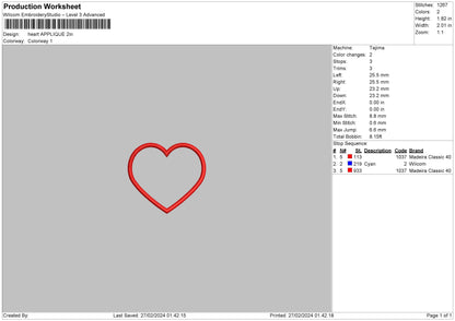 Heart Applique Embroidery File 6 sizes