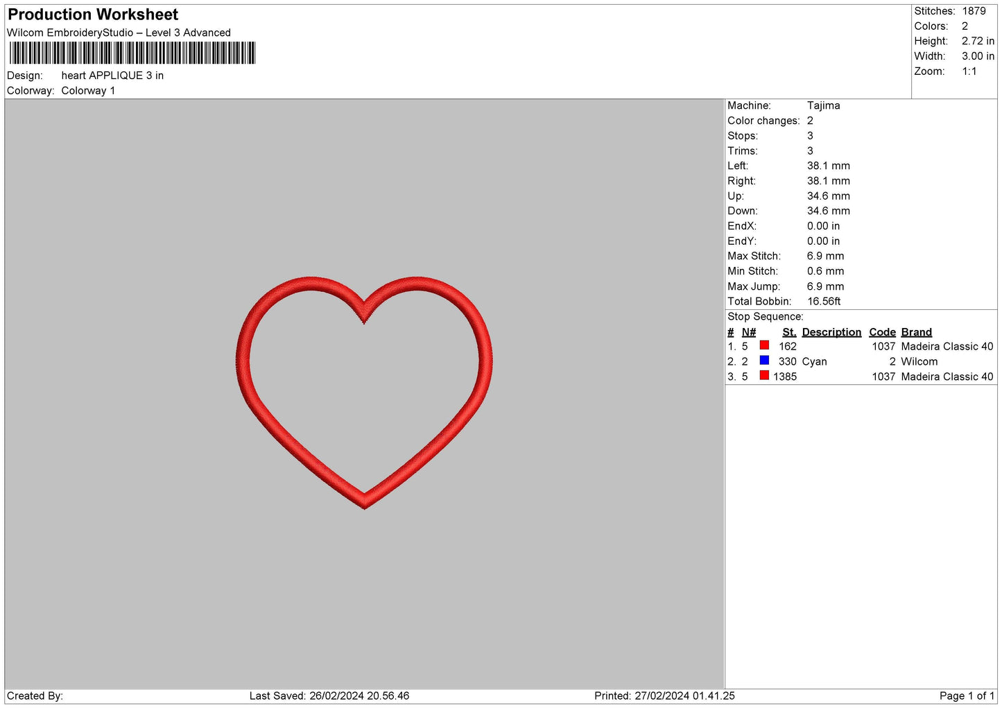 Heart Applique Embroidery File 6 sizes