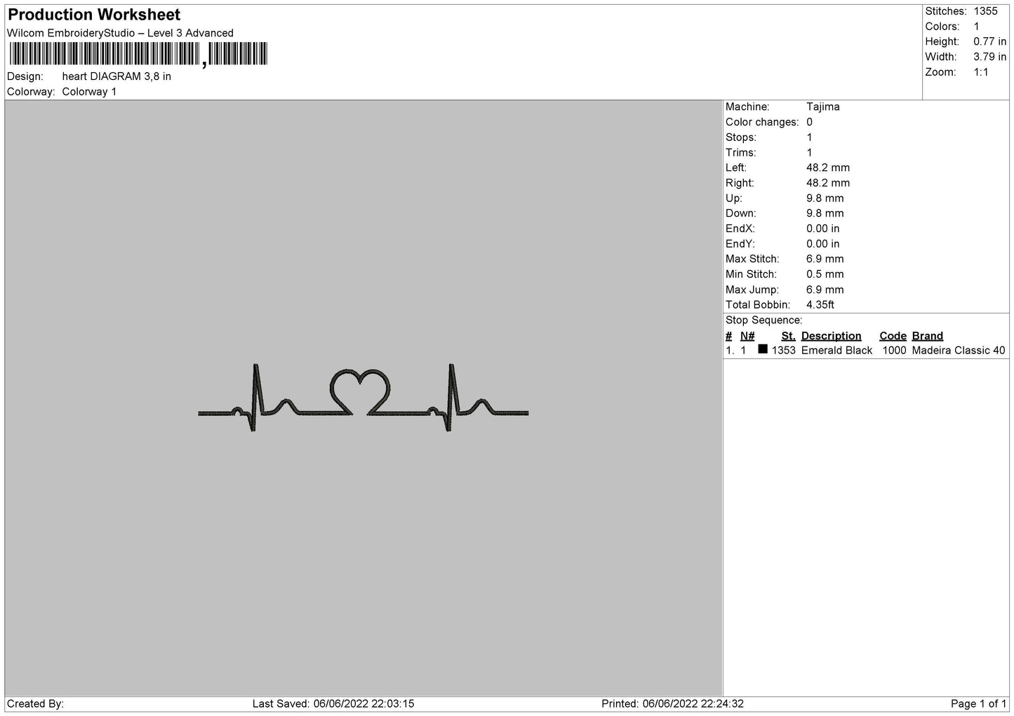 Heart Diagram Embroidery File 4 size