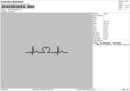 Heart Diagram Embroidery File 4 size