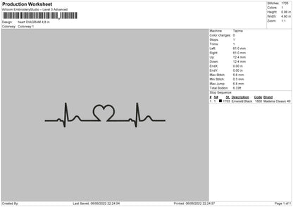 Heart Diagram Embroidery File 4 size