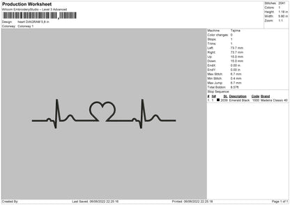 Heart Diagram Embroidery File 4 size