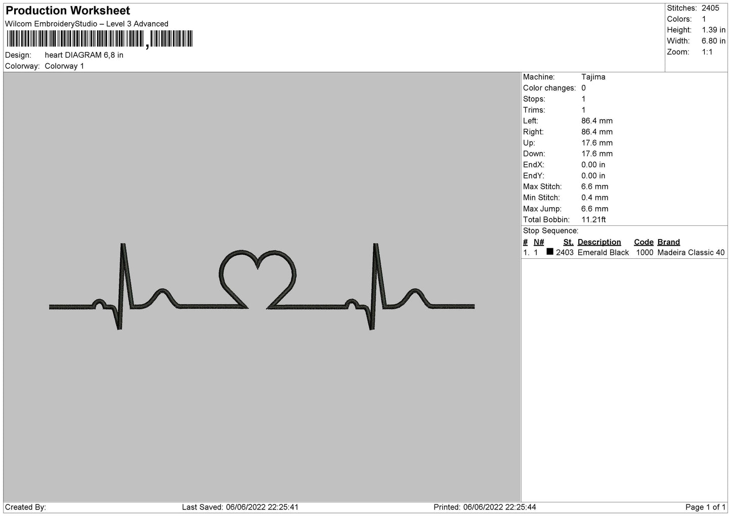 Heart Diagram Embroidery File 4 size