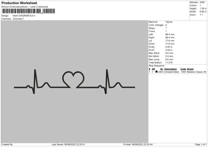 Heart Diagram Embroidery File 4 size