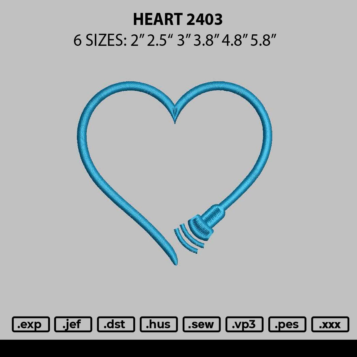 Heart 2403 Embroidery File 6 sizes
