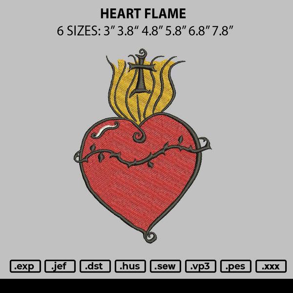 Heart Flame Embridery File 6 sizes