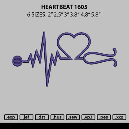 heartbeat 1605 Embroidery File 6 sizes